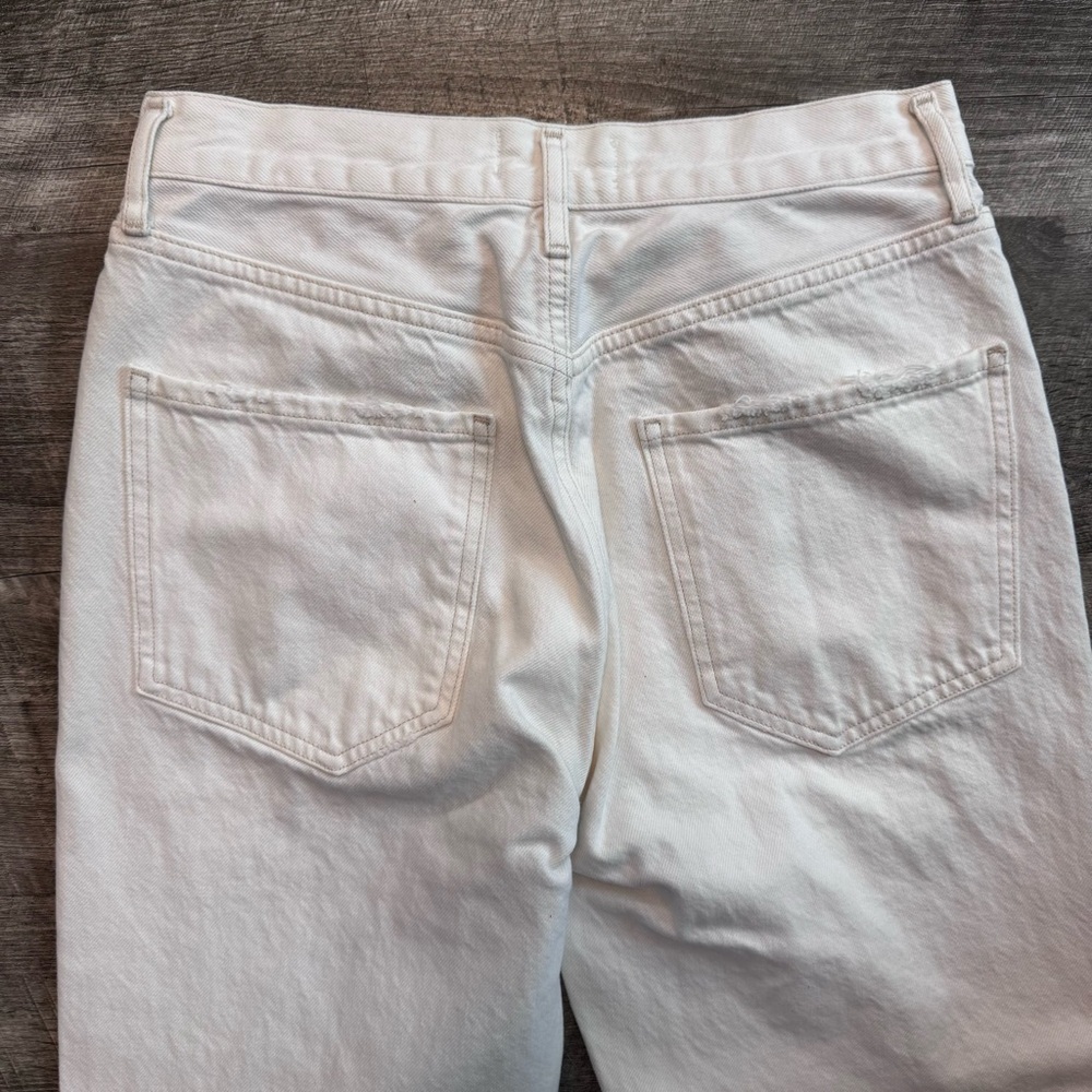 Agolde Riley High Rise Straight Crop Button Fly Veil Off White Jeans Womens 27 - Picture 5 of 10